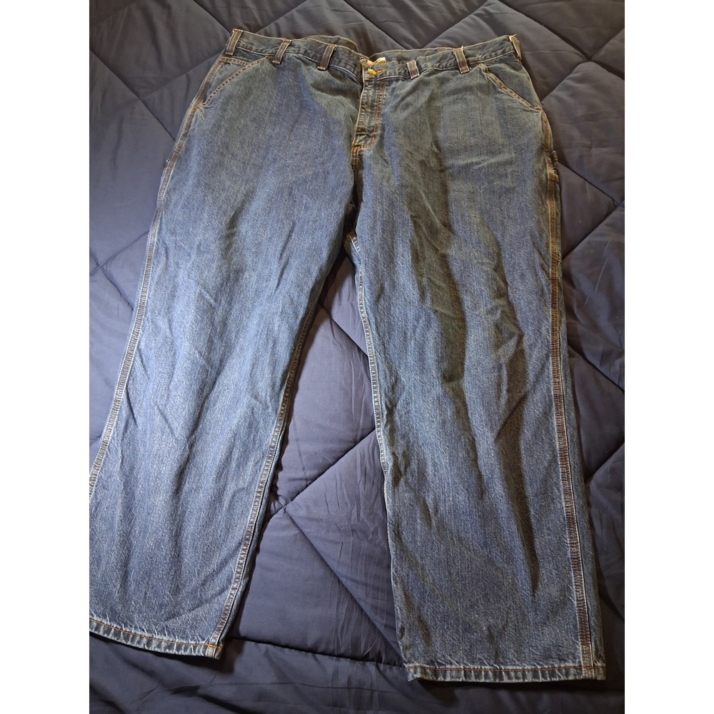 Carhartt Mens Loose Fit‎ Carpenter Jeans Medium Wash Blue Denim 48x30 Work Pants